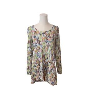 J. Jill Women's Small Colorful Pocket Tunic Casual Cotton Blend Relaxed Top
